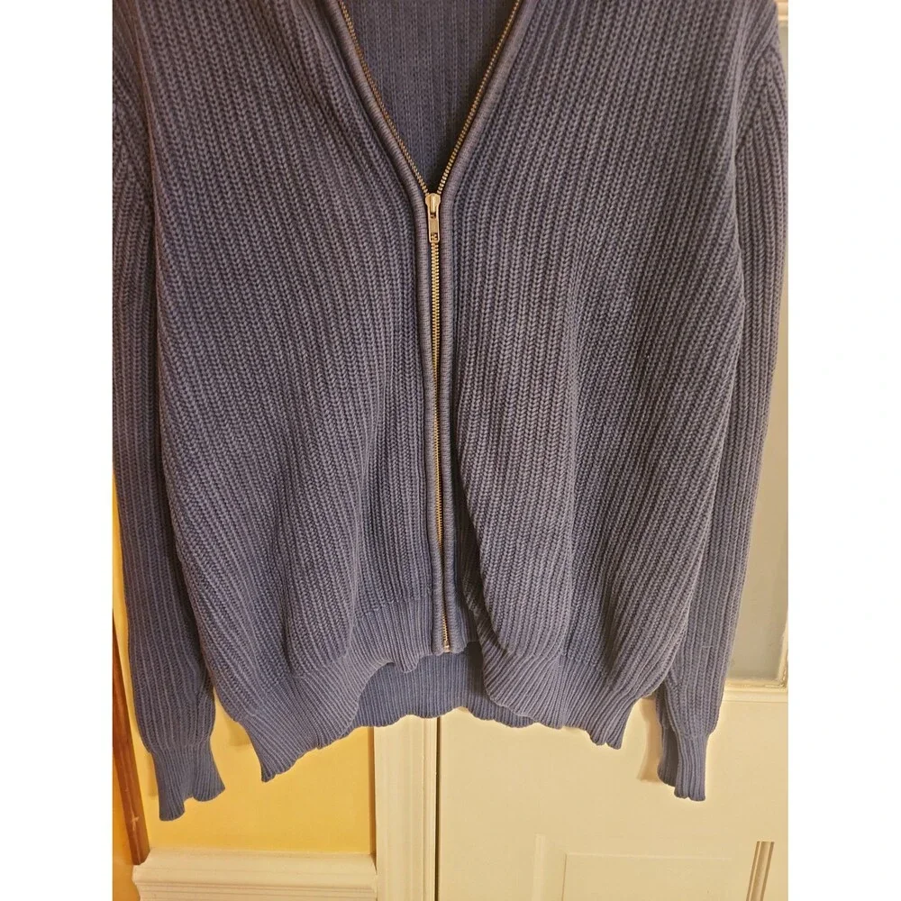 LL Bean Men's Vintage Blue Full-Zip Sweater Size M